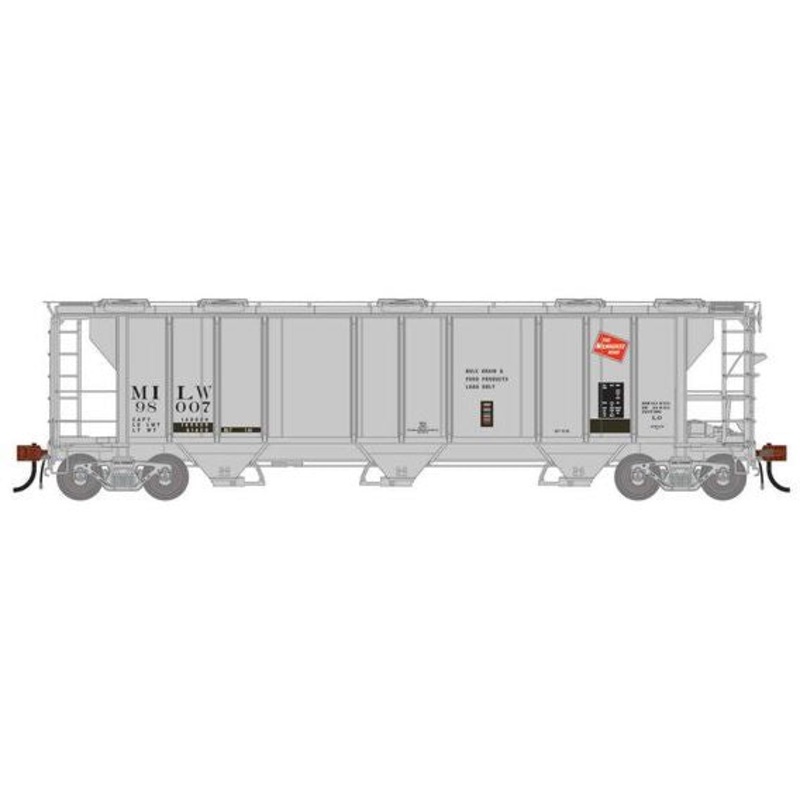 Athearn Genesis G1266 HO Scale PS-2 2893 Covered Hopper Milwaukee Road MILW Primed for Grime 98007
