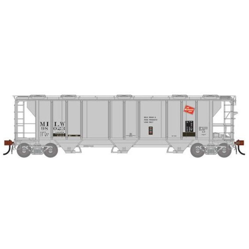 Athearn Genesis G1267 HO Scale PS-2 2893 Covered Hopper Milwaukee Road MILW Primed for Grime 98023