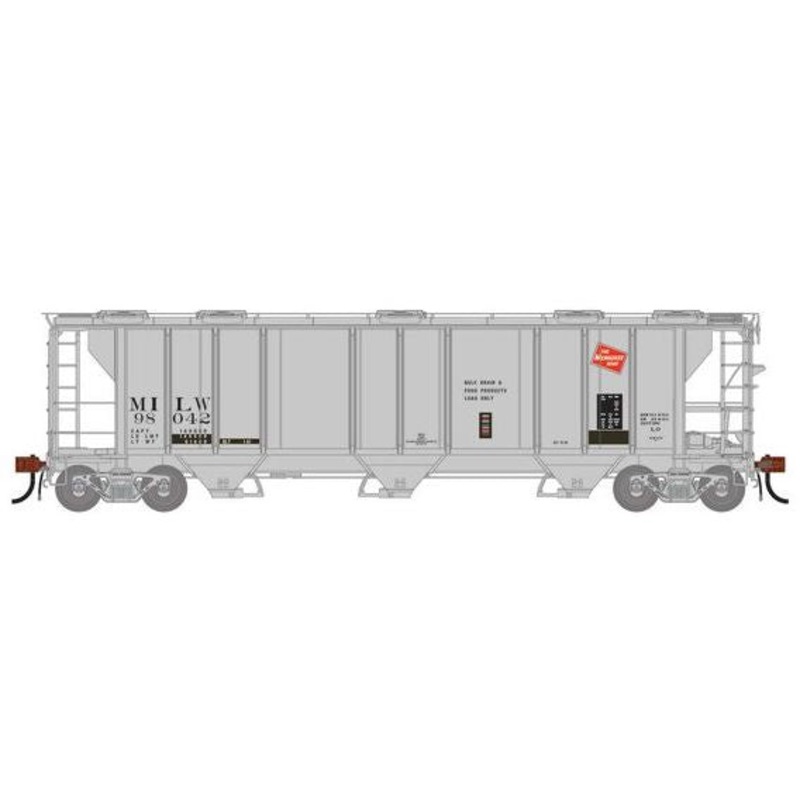 Athearn Genesis G1268 HO Scale PS-2 2893 Covered Hopper Milwaukee Road MILW Primed for Grime 98042