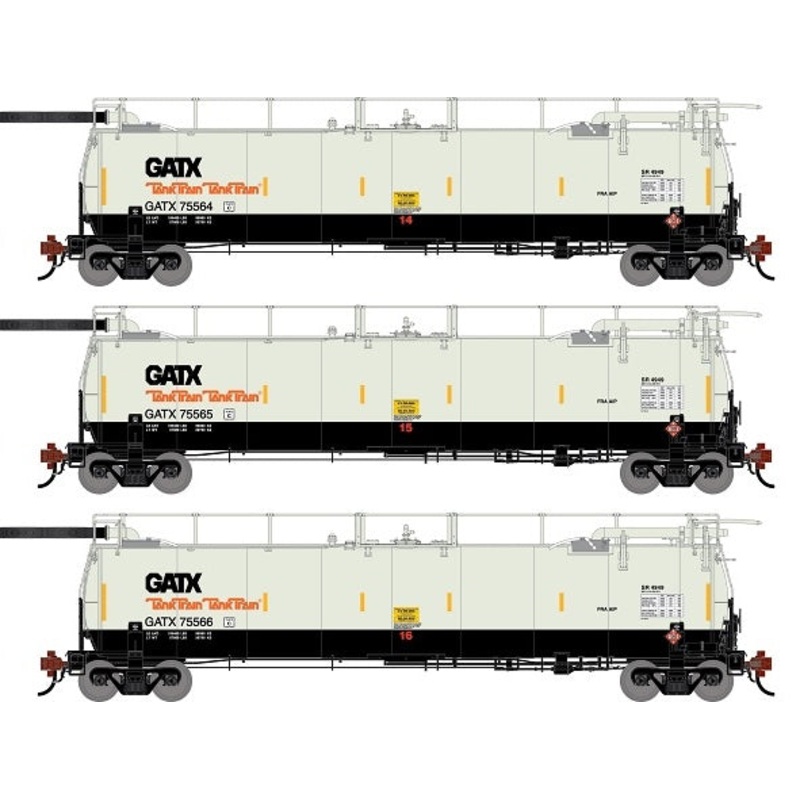 Athearn Genesis G1331 HO Scale 23K TankTrain Intermediate GATX White/Black 3-Pack #5
