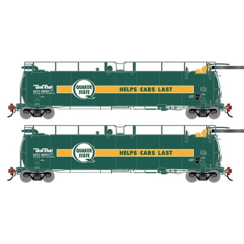 Athearn Genesis G1334 HO Scale 23K TankTrain Intermediate Quaker State GATX 2-Pack #1