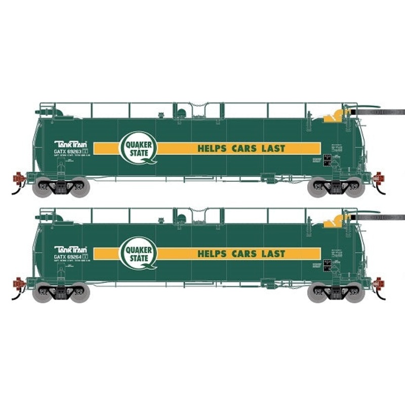 Athearn Genesis G1337 HO Scale 23K TankTrain Intermediate Quaker State GATX 2-Pack #4