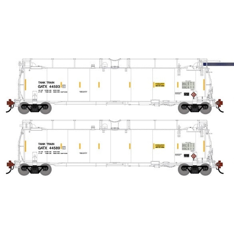 Athearn Genesis G1340 HO Scale 23K TankTrain A/B GATX White 2-Pack