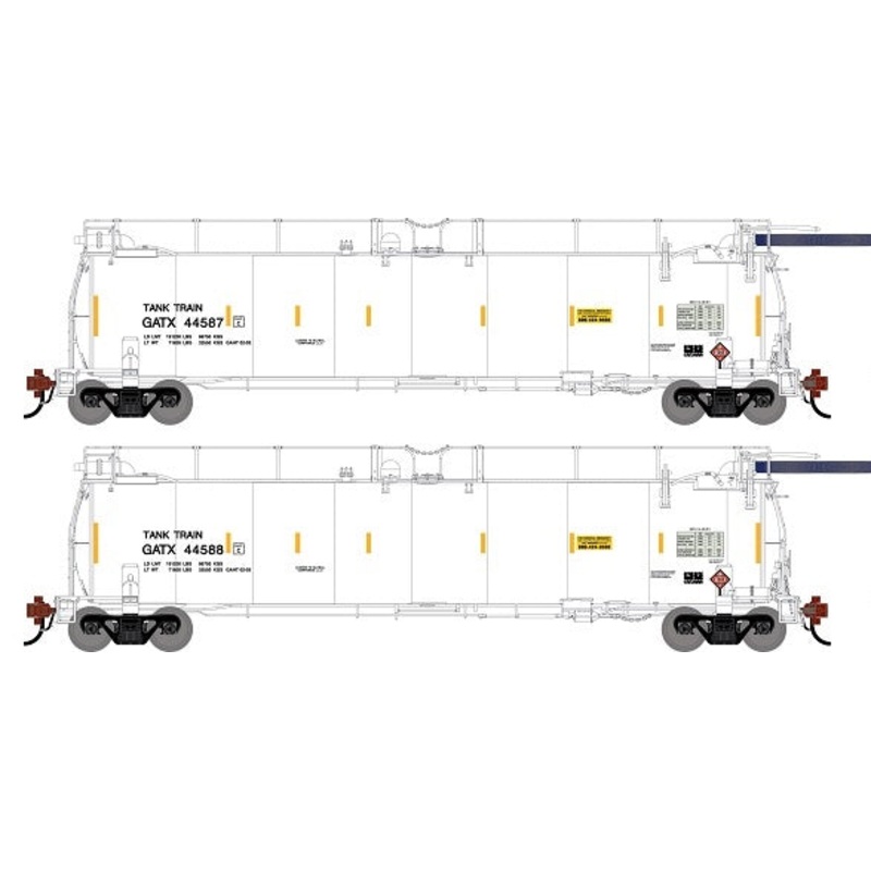 Athearn Genesis G1342 HO Scale 23K TankTrain Intermediate GATX White 2-Pack #2