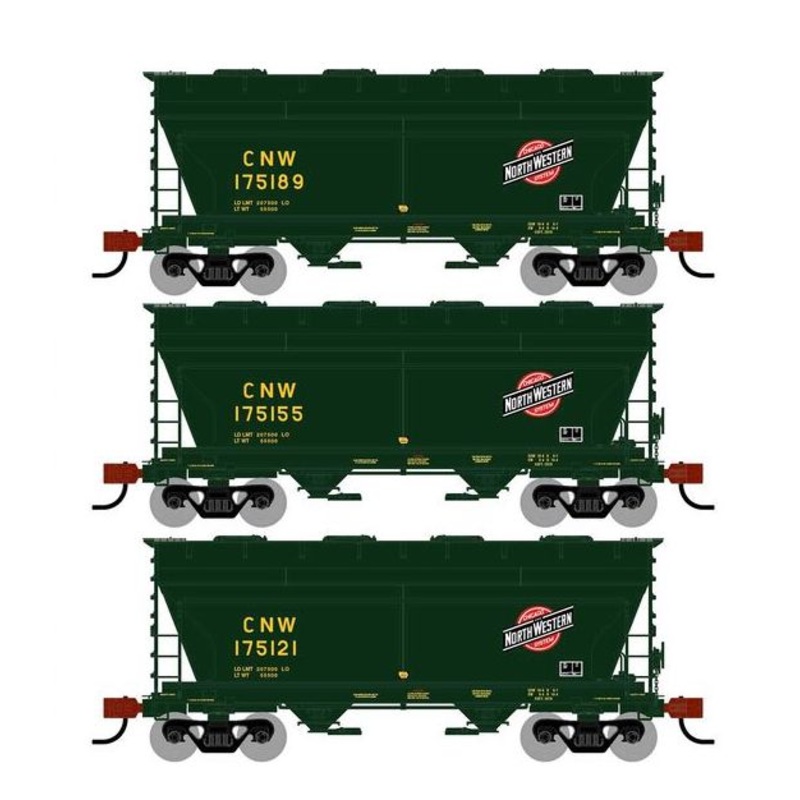 Athearn RTR 1679 HO Scale ACF 2970 Covered Hopper Chicago & North Western CNW 3-Pack