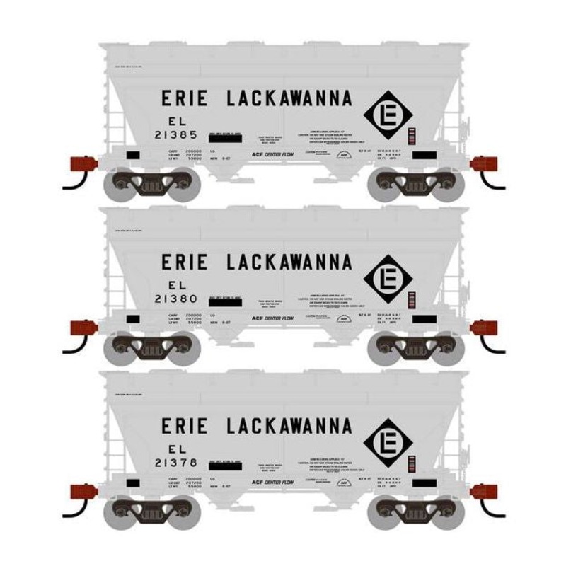 Athearn RTR 1682 HO Scale ACF 2970 Covered Hopper Erie Lackawanna EL Primed for Grime 3-Pack