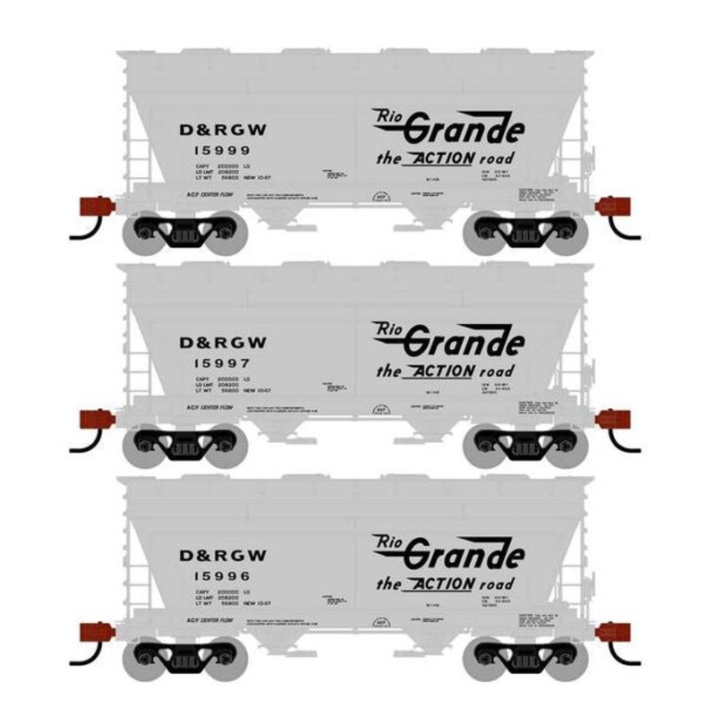 Athearn RTR 1685 HO Scale ACF 2970 Covered Hopper Rio Grande DRGW 3-Pack