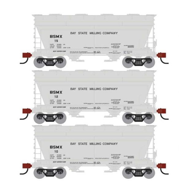 Athearn RTR 1694 HO Scale ACF 2970 Covered Hopper Bay State Milling BSMX 3-Pack