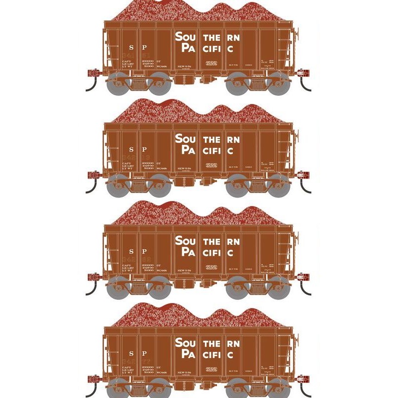 Athearn RTR 1697 HO Scale 26' Ore Car High Side w/Load Southern Pacific SP 4-Pack #2