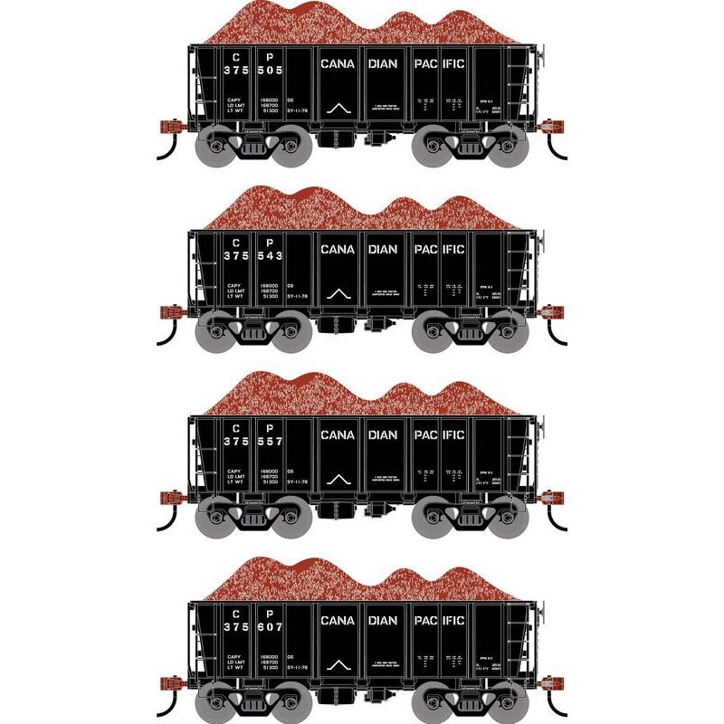 Athearn RTR 1702 HO Scale 26' Ore Car Low Side w/Load Canadian Pacific CP 4-Pack #1