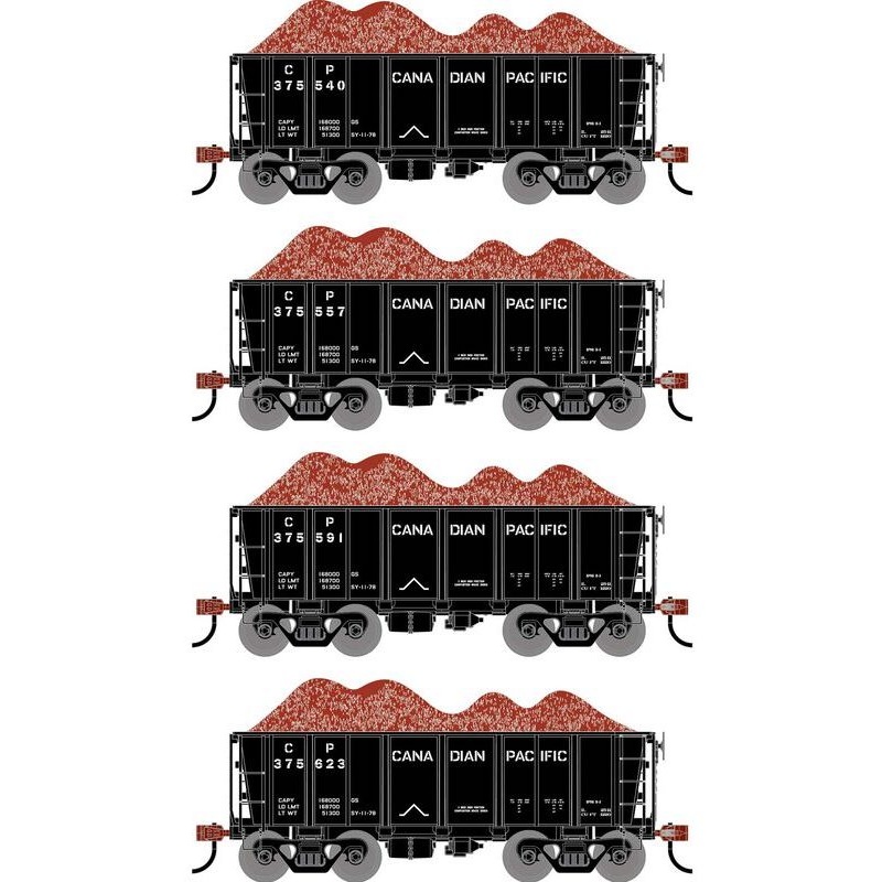 Athearn RTR 1703 HO Scale 26' Ore Car Low Side w/Load Canadian Pacific CP 4-Pack #2