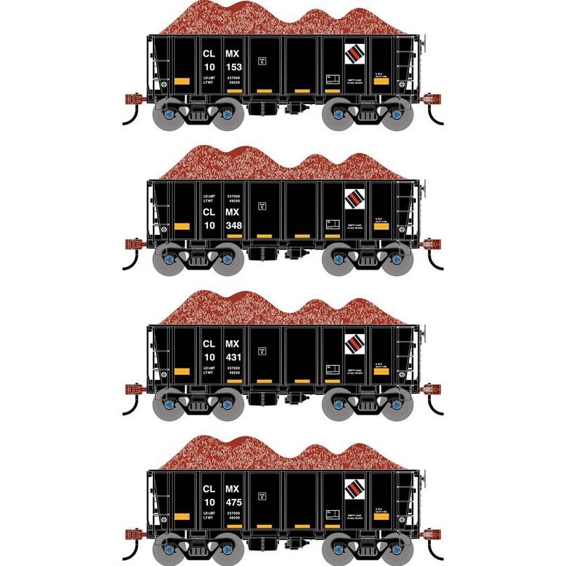 Athearn RTR 1711 HO Scale 26' Ore Car Low Side w/Load Cyprus Sierrita Corp CLMX 4-Pack #1