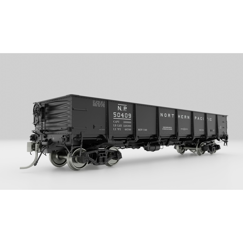 Rapido Trains 163003A HO Scale 40' Drop Bottom Gondola Northern Pacific NP 1940 Scheme Car 3 # Varie