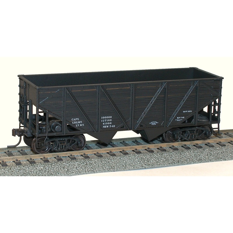 Accurail 2797 HO Scale Wood Side 2 Bay Open Hopper Kit Black Data Only