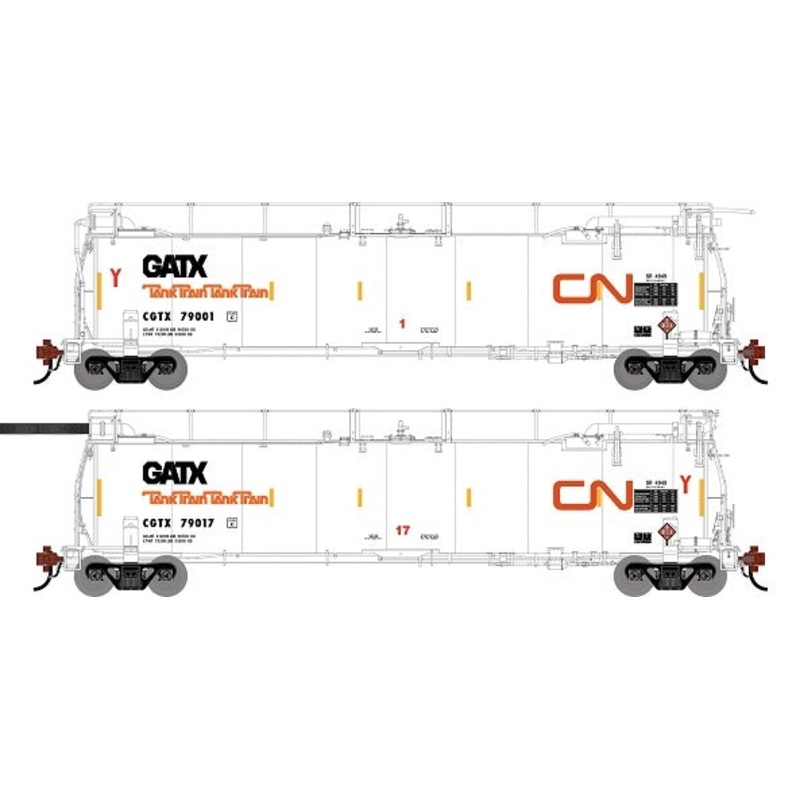 Athearn Genesis G1319 HO Scale 23K TankTrain A/B Canadian National GCTX 2-Pack