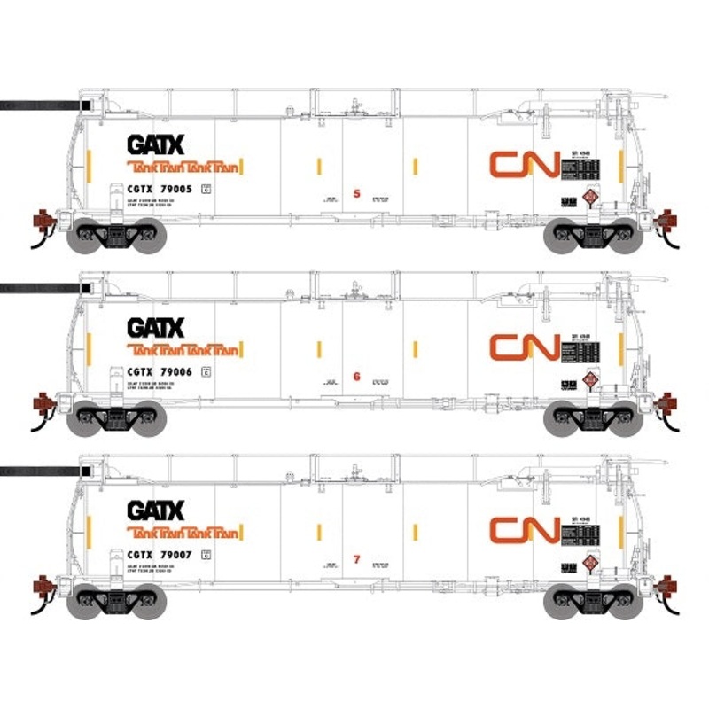 Athearn Genesis G1321 HO Scale 23K TankTrain Intermediate Canadian National GCTX 3-Pack #2