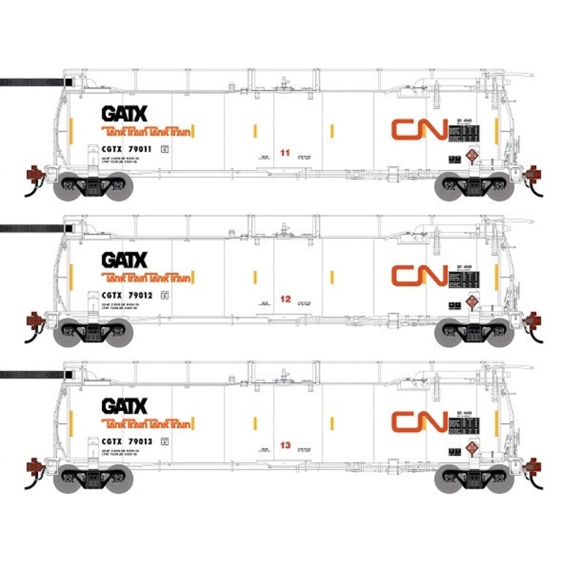 Athearn Genesis G1323 HO Scale 23K TankTrain Intermediate Canadian National GCTX 3-Pack #4