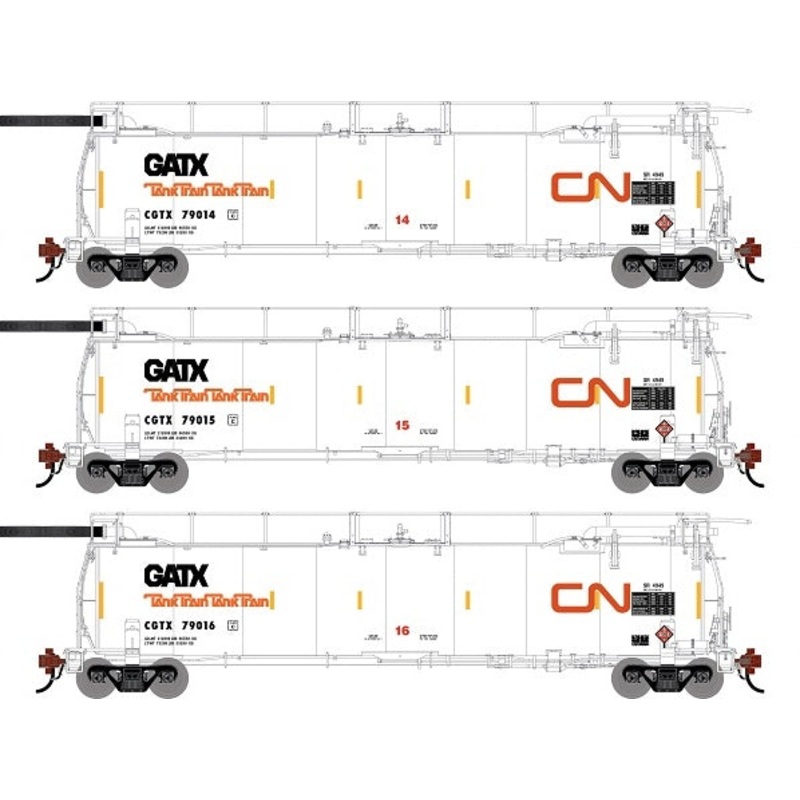 Athearn Genesis G1324 HO Scale 23K TankTrain Intermediate Canadian National GCTX 3-Pack #5