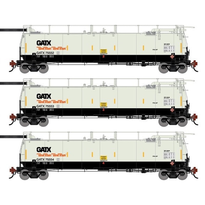 Athearn Genesis G1327 HO Scale 23K TankTrain Intermediate GATX White/Black 3-Pack #1