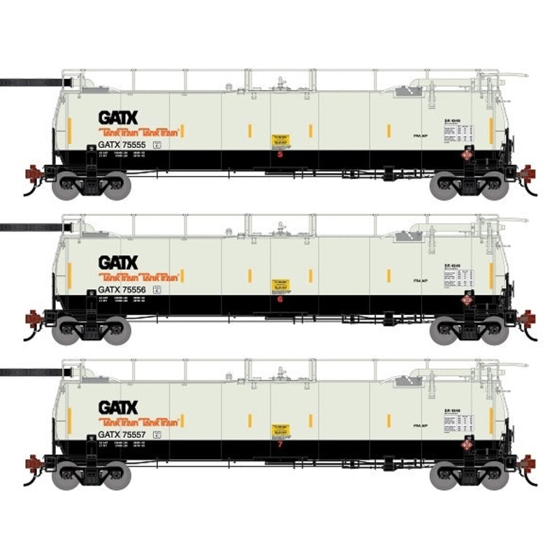 Athearn Genesis G1328 HO Scale 23K TankTrain Intermediate GATX White/Black 3-Pack #2