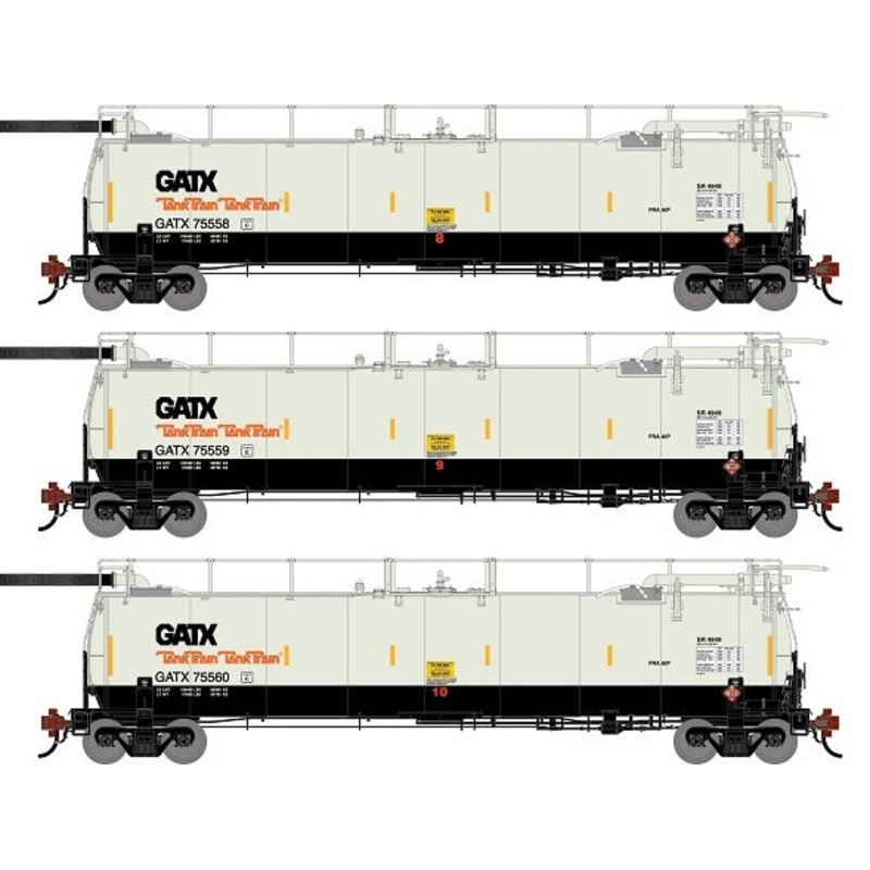 Athearn Genesis G1329 HO Scale 23K TankTrain Intermediate GATX White/Black 3-Pack #3