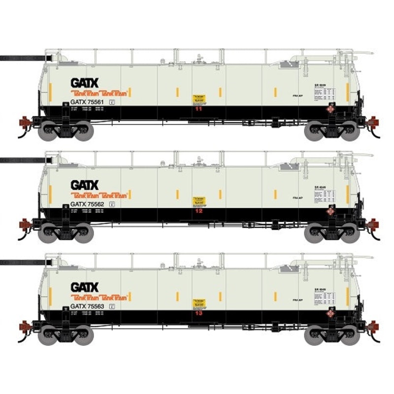 Athearn Genesis G1330 HO Scale 23K TankTrain Intermediate GATX White/Black 3-Pack #4