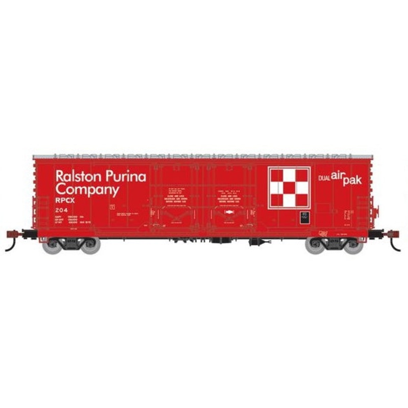 Athearn RTR 1845 HO Scale 50' Evans Double Door Boxcar Ralston Purina RPCX 204