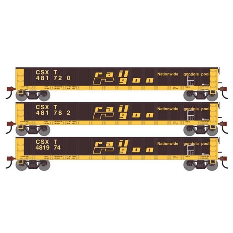 Athearn RTR 1861 HO Scale 52' Mill Gondola CSX CSXT 3-Pack