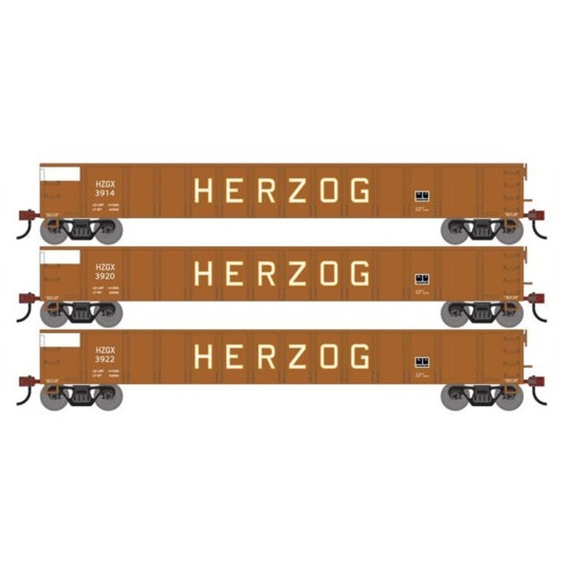 Athearn RTR 1864 HO Scale 52' Mill Gondola Herzog HZGX 3-Pack