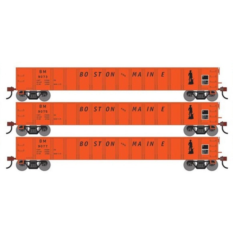 Athearn RTR 1870 HO Scale 52' Mill Gondola Boston & Maine B&M 3-Pack