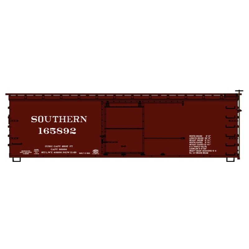 Accurail 1412 HO Scale 36' Double Sheathed Boxcar Kit Southern Railway 165892