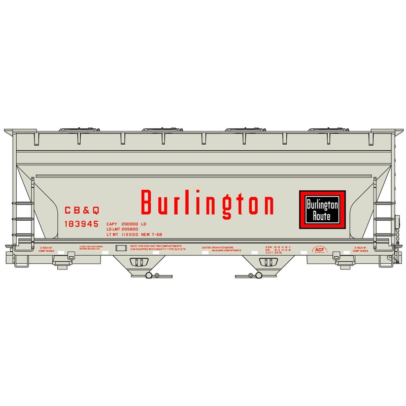 Accurail 2208 HO ACF 2-Bay Covered Hopper Burlington CB&Q 183945 Kit