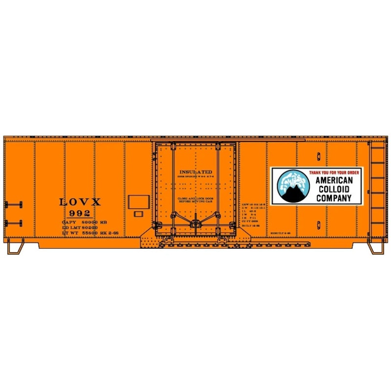 Accurail 81413 HO Scale AAR 40' Insulated Boxcar Kit American Colloid Co. LOVX 992