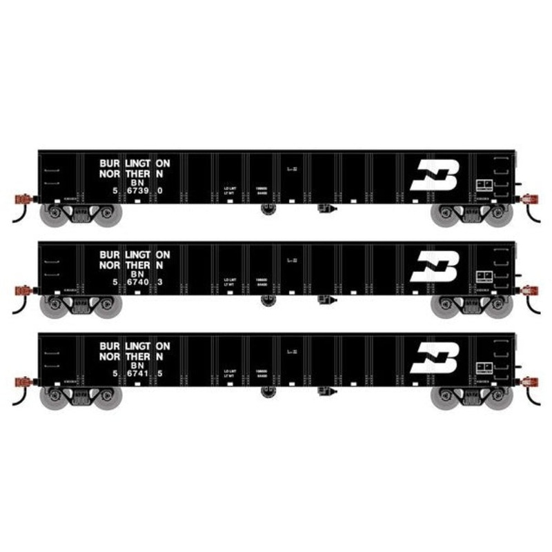 Athearn RTR 1986 HO Scale 52' Mill Gondola Burlington Northern BN 3-Pack