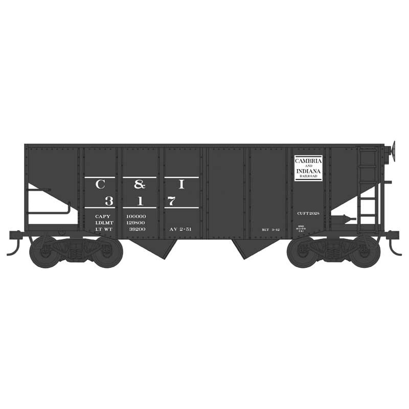 Bowser 43070 HO Scale 55 Ton Fishbelly Hopper Cambria and Indiana C&I 317