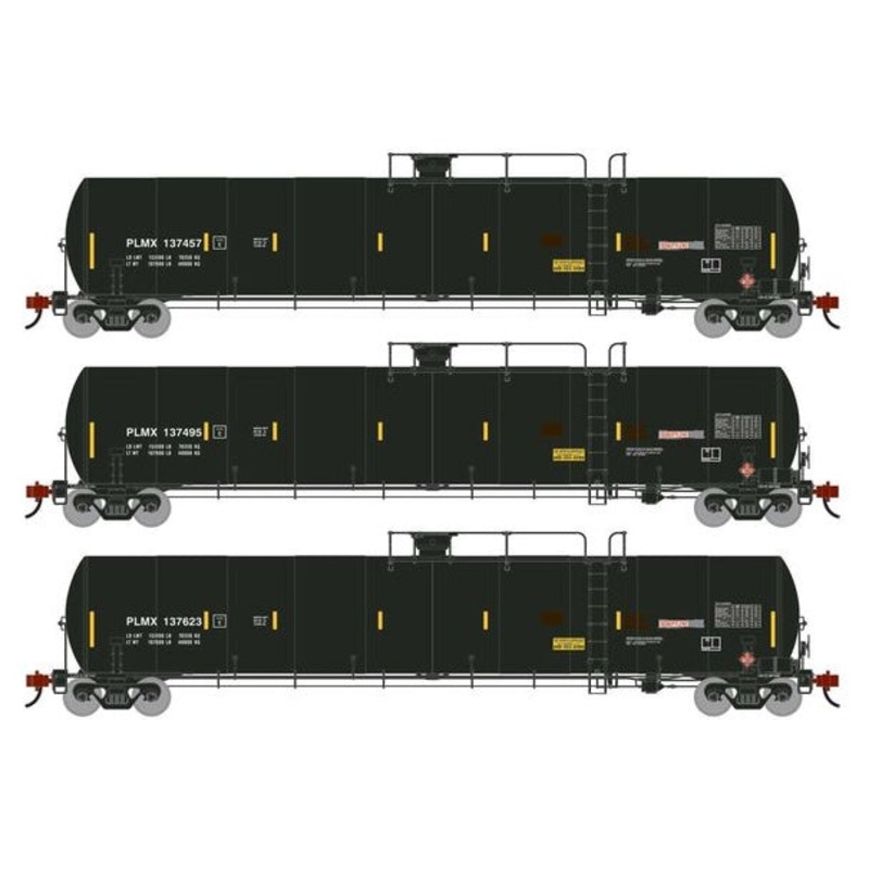 Athearn Genesis G1513 HO Scale 33K LPG Tank Car PLMX 3-Pack Primed for Grime