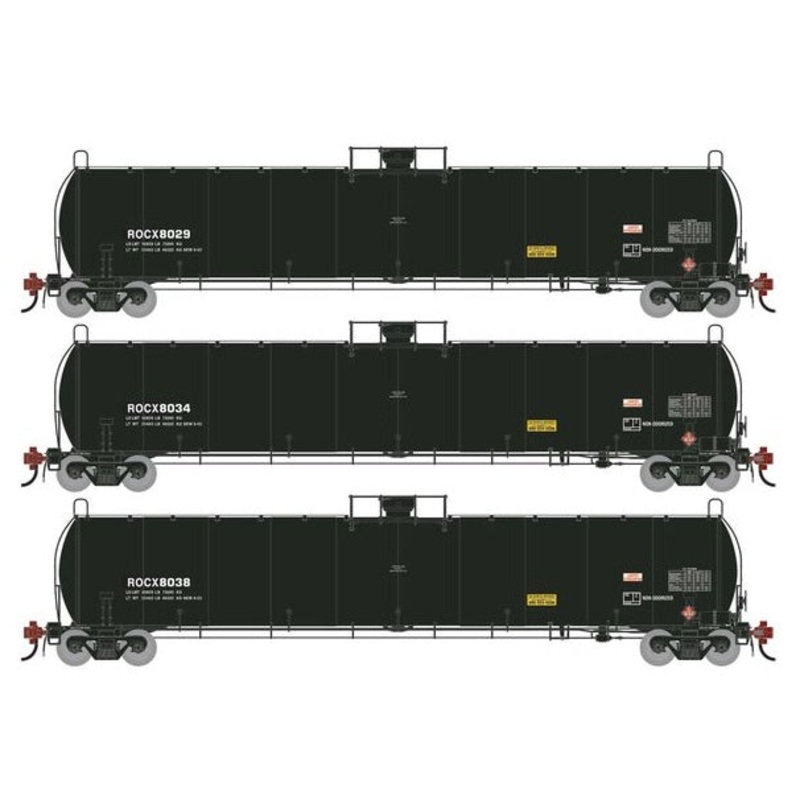 Athearn Genesis G1519 HO Scale 33K LPG Tank Car Rocky Mountain ROCX 3-Pack Primed for Grime