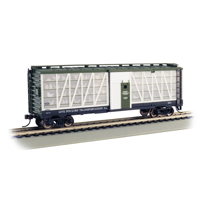 Bachmann 15902 HO Scale 40' Poultry Transport Car with Chickens Live Poultry Transit 251