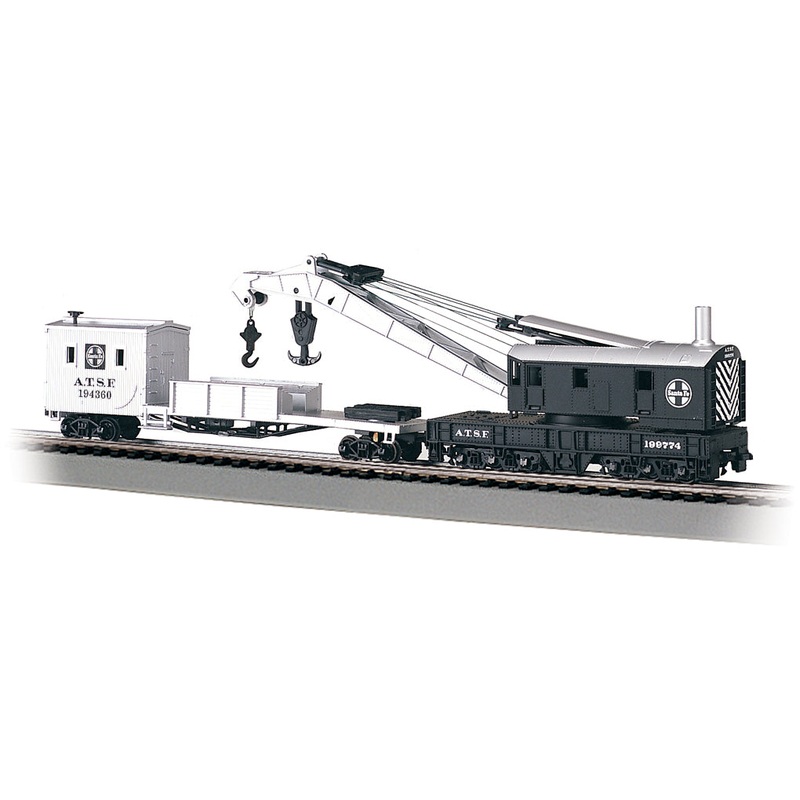 Bachmann 16102 HO Scale Crane Car with Boom Tender Santa Fe ATSF