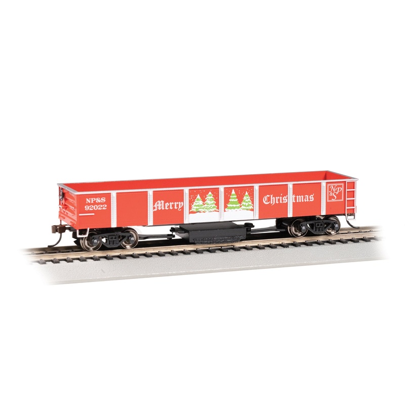 Bachmann 16343 HO Scale Track Cleaning Gondola - Christmas NP&S