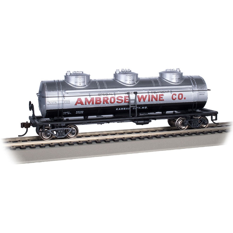Bachmann 17111 HO Scale 3 Dome Tank Car Ambrose Wine Co. 7501