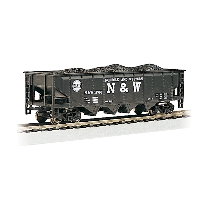 Bachmann 17607 HO Scale 40' 4 Bay Open Hopper with Coal Load Norfolk & Western N&W 12986