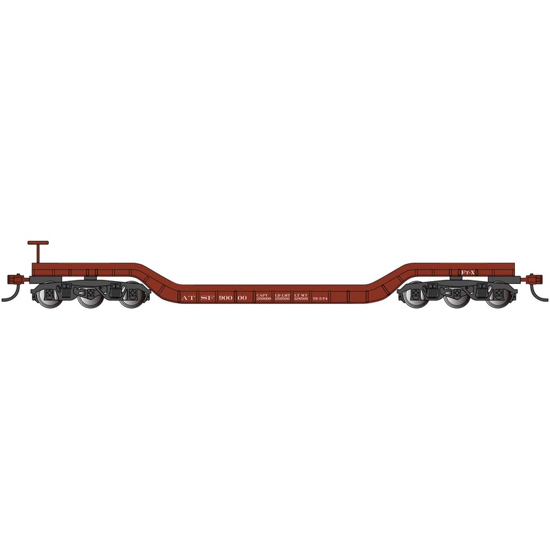 Bachmann 18337 HO Scale Heavy Duty Depressed Center Flatcar Santa Fe ATSF 90000