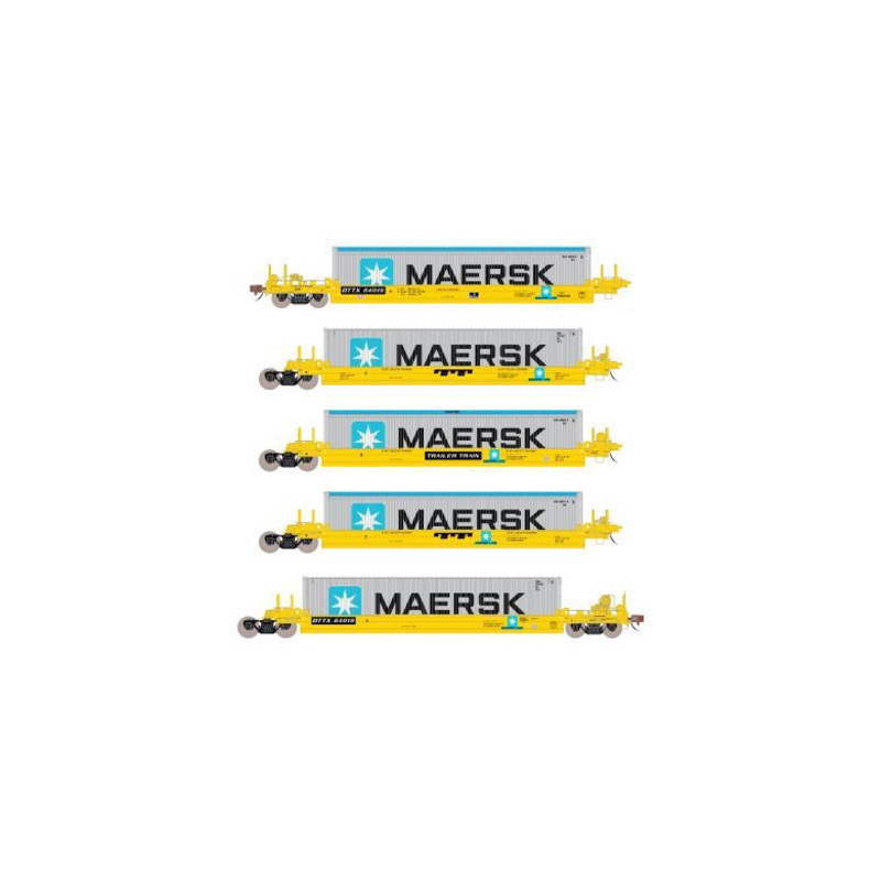 ScaleTrains 40079 HO Scale Rivet Counter PS-Trinity 5 Unit Backpacker Well Car "TT/Maersk" DTTX 64019