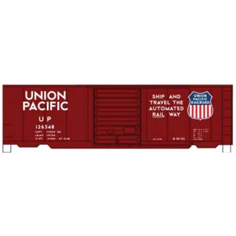 Accurail 81153 HO Scale 40' Steel Boxcar Kit Union Pacific UP 126348 (Automated Railway Slogan)