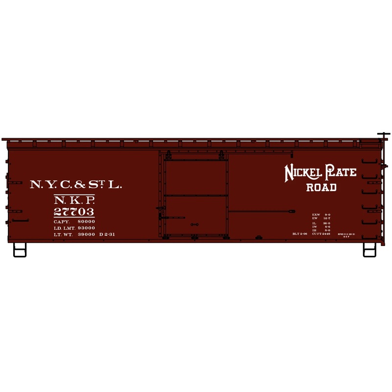 Accurail 81403 HO Scale 36' Double Sheath Boxcar Kit Nickel Plate Road NKP 27703