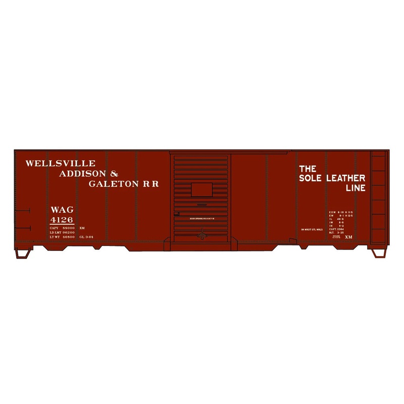 Accurail 81603 HO Scale 40' AAR Steel Boxcar Kit Wellsville, Addison & Galeton WAG 4126