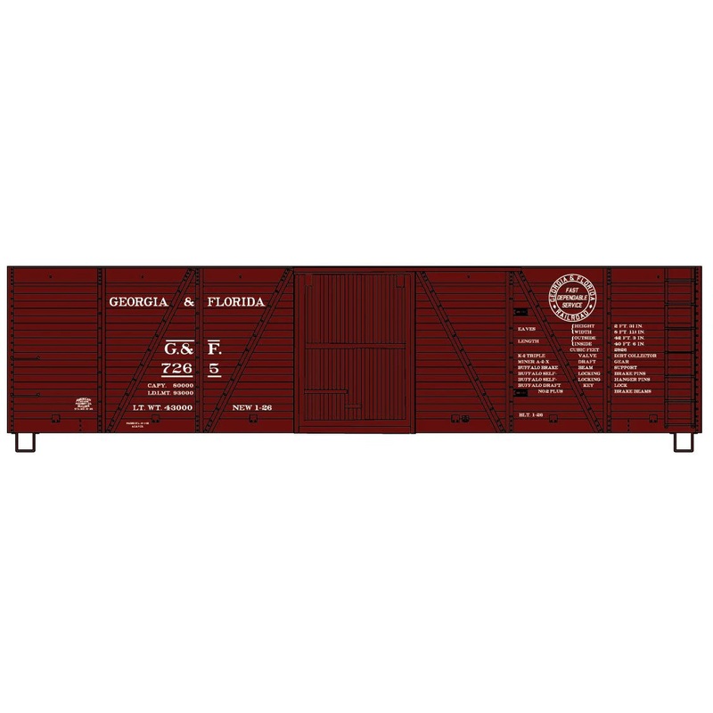 Accurail 81681 HO Scale 40' 6 Panel Boxcar Kit Georgia & Florida G&F 7200 (As-Delivered 1926 Scheme)