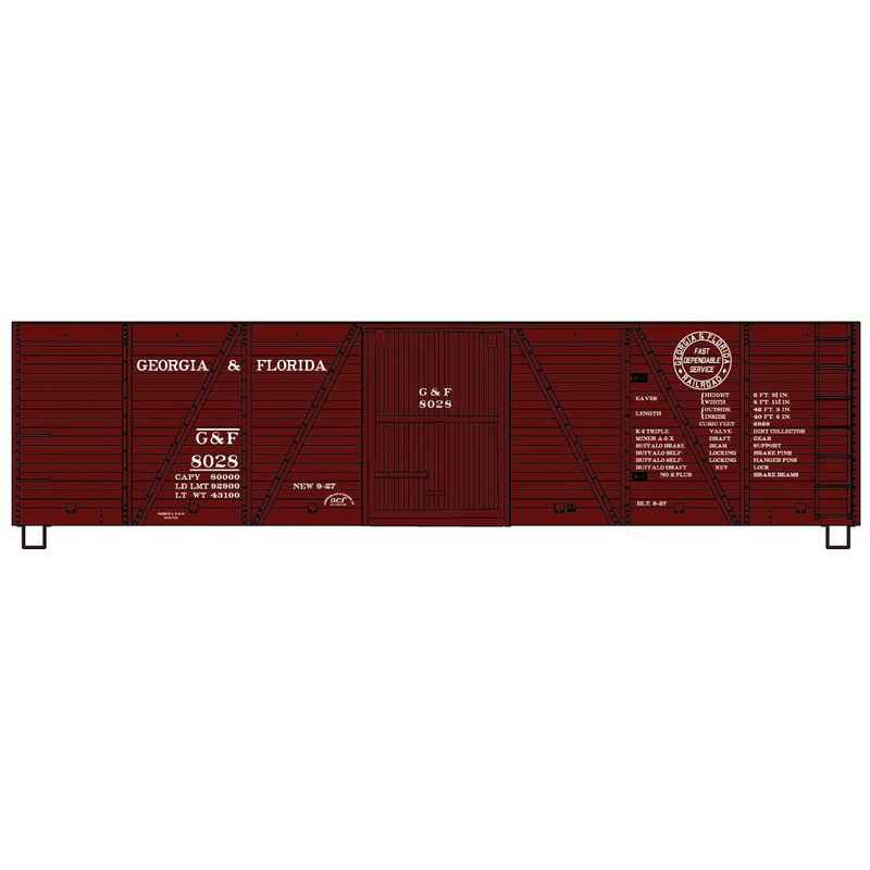 Accurail 81683 HO Scale 40' 6 Panel Boxcar Kit Georgia & Florida G&F 8001 (AS-Delivered 1927 Scheme)