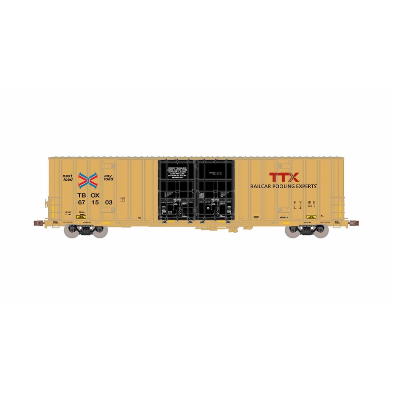 ScaleTrains Operator 11894 HO Scale Trinity 60' 7500 8' Double Plug Door High Cube Boxcar TTX TBOX 671537 (Red Logo)